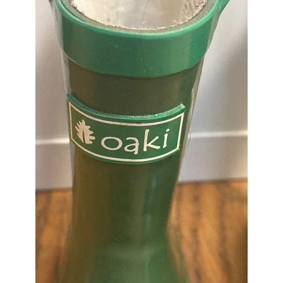 Oaki Nature Green Kids Rubber Rain Boots Size 10 Pull On Handles SD-23065 - Picture 5 of 7